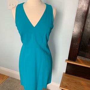 Draper James Turquoise Silk V-neck dress, Sz 6
